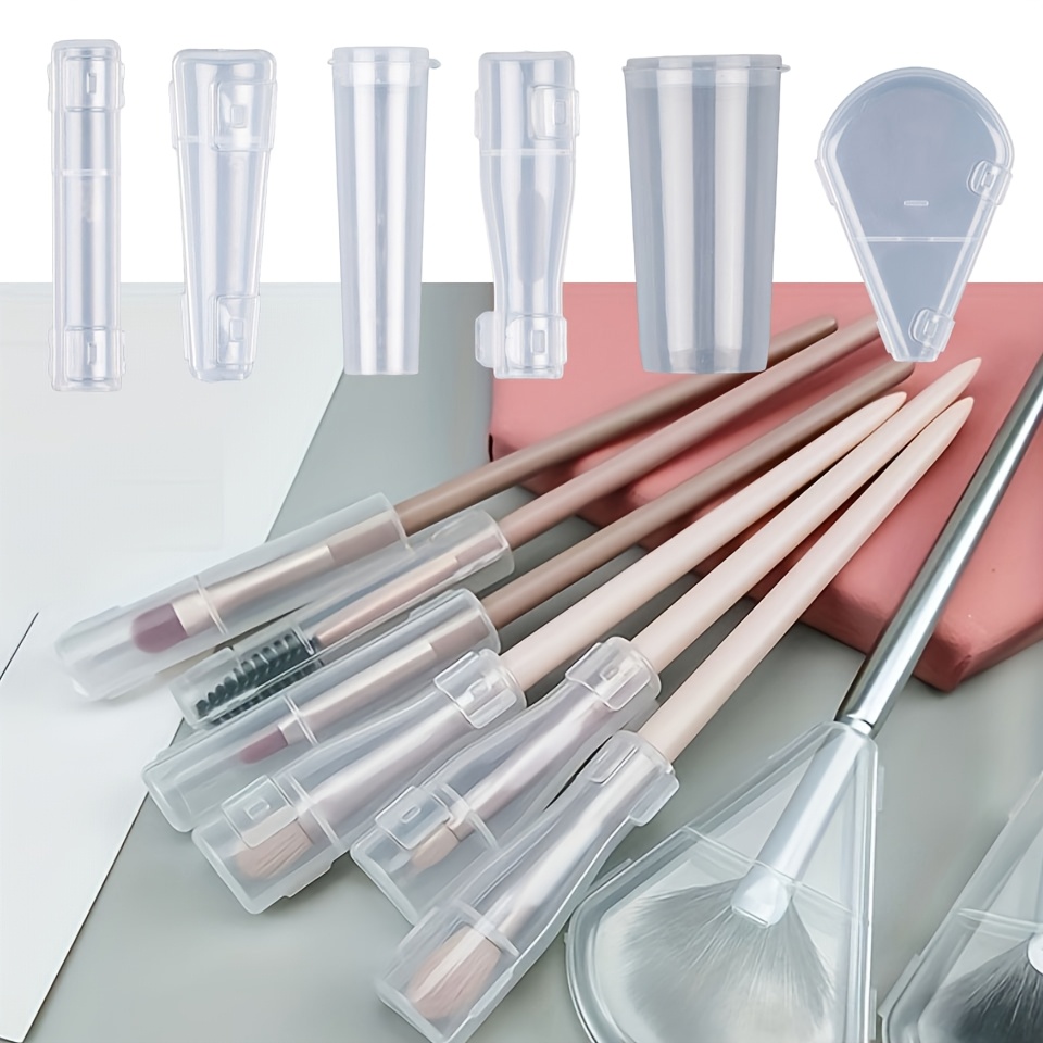 

6-pack Reusable Makeup Set, Plastic Dustproof Caps, Unscented Portable Travel & Home Storage Cases For Brushes