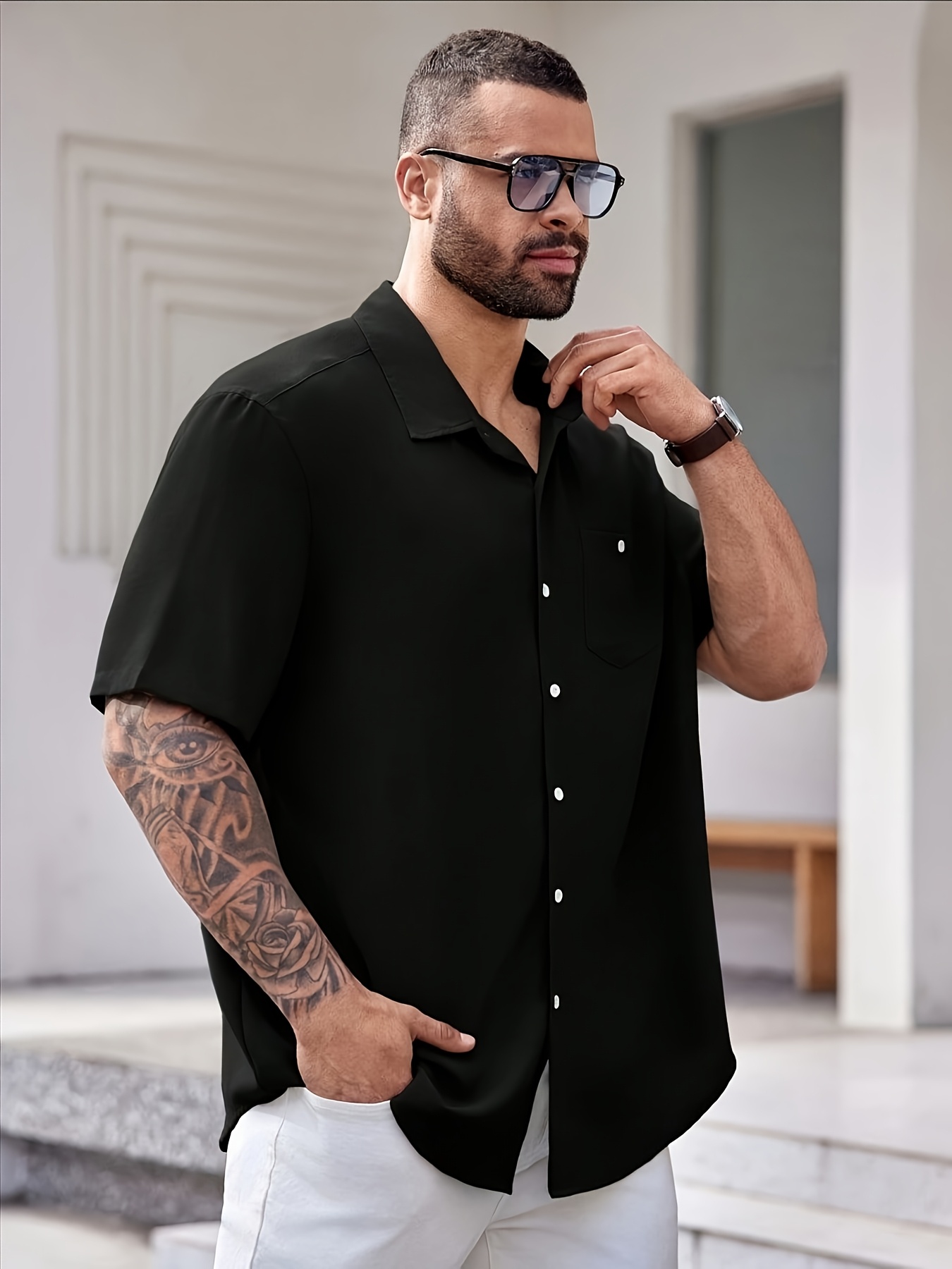 Dress Shirt Men's Big And Tall Casual Button Down Shirts