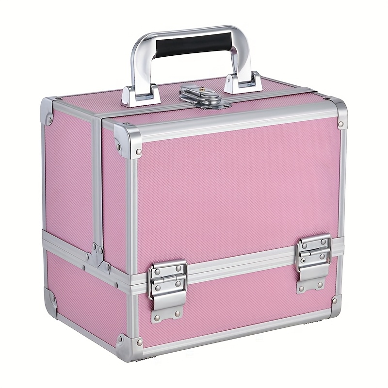 2025 new diamond pattern high end aluminum alloy makeup case large capacity with   adjustable metal storage organizer for professional makeup artists travel makeup organizer for vanity   durable construction