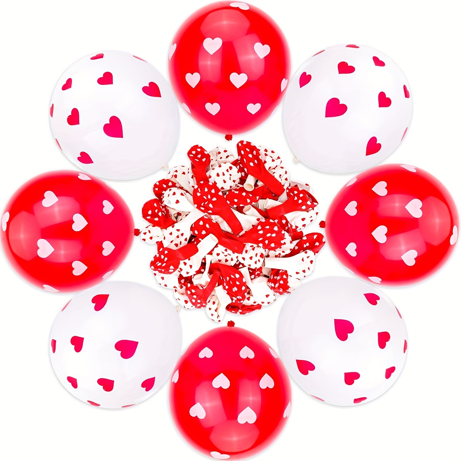 31 Piezas - Conjunto de globos con forma de corazón rojo.