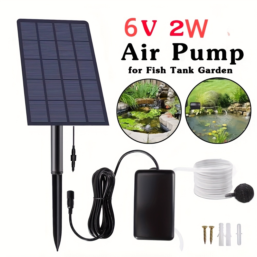 2w solar-sauerstoffpumpe für garten, teich, aquarium, fischbecken, angeln mit schlauch luftstein – ideal für garten, fischbecken, außenpool, teich stausee