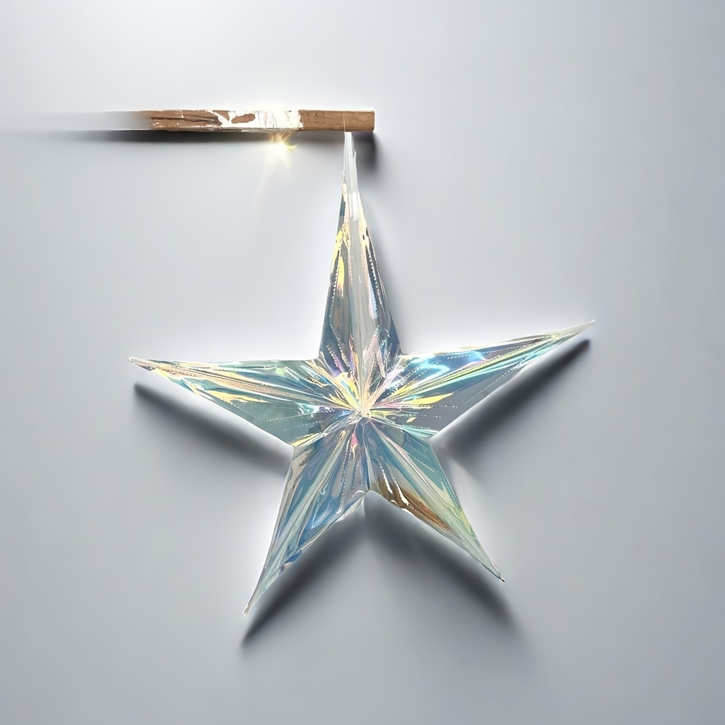 

2-pack Glam Style Star-shaped Hanging Decorations, 18-inch Iridescent Plastic Stars, No Electricity Or Feathers Required For Festive Home Decor