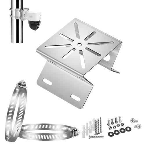 no drill security camera mount for stainless steel pole corner bracket weatherproof universal mounting base with adjustable straps tighten installation