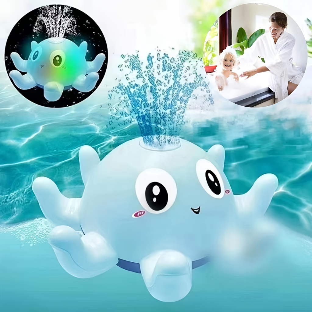 

English Color Box Version Baby Bathroom Automatic Induction Water Spray Small Octopus Electric Octopus With Light Music Play Water Baby Bathroom Toys, Halloween, Christmas, Thanksgiving Day Gift