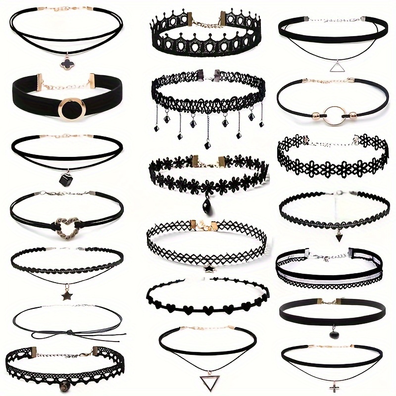 

20 Piece Gothic Style Necklace Set - Women's Lace Necklace, Suitable For Parties And Holiday Gifts