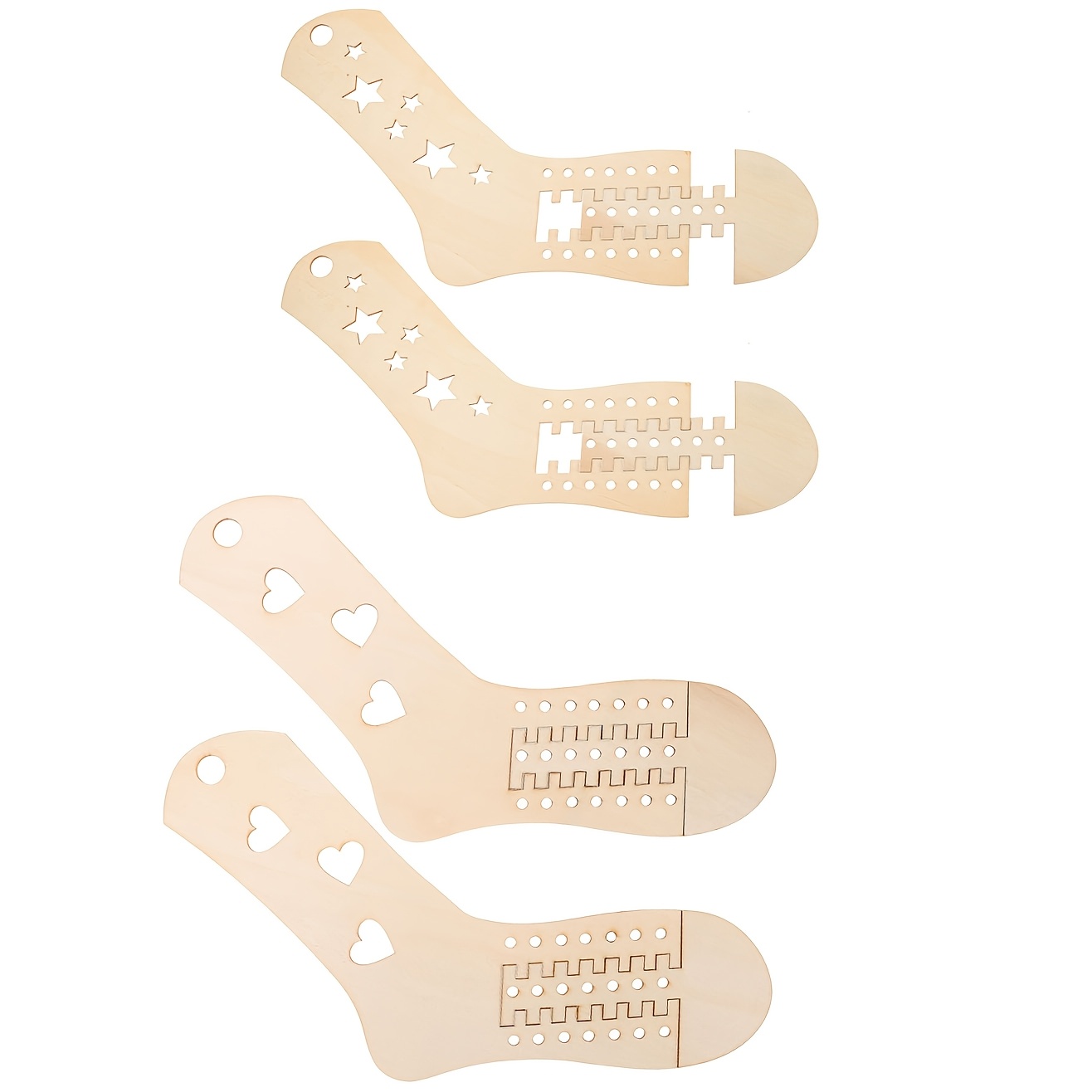 

4-pack Wooden Sock Blockers For Knitting, Adjustable Knit Sock Measuring Tool, Sock Form Jig For Display, Crochet Socks, Weavers, Beginners