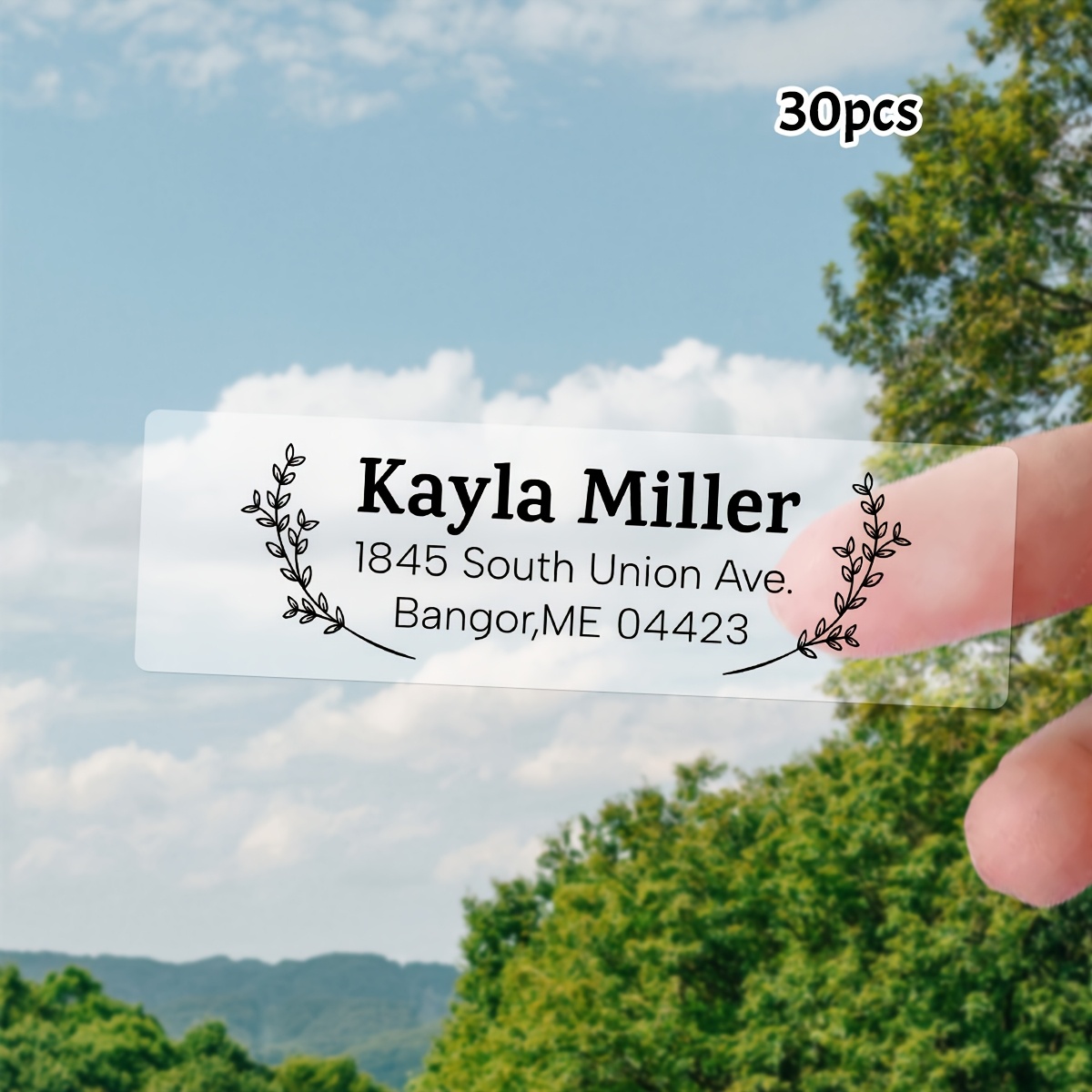 Custom Text Rectangular Transparent Address Stickers