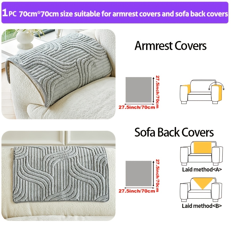 TEMU 1 Housse de canapé en peluche rayée, Coussin de canapé chaud, Housse de protection antidérapante pour canapé adaptée aux animaux de compagnie,