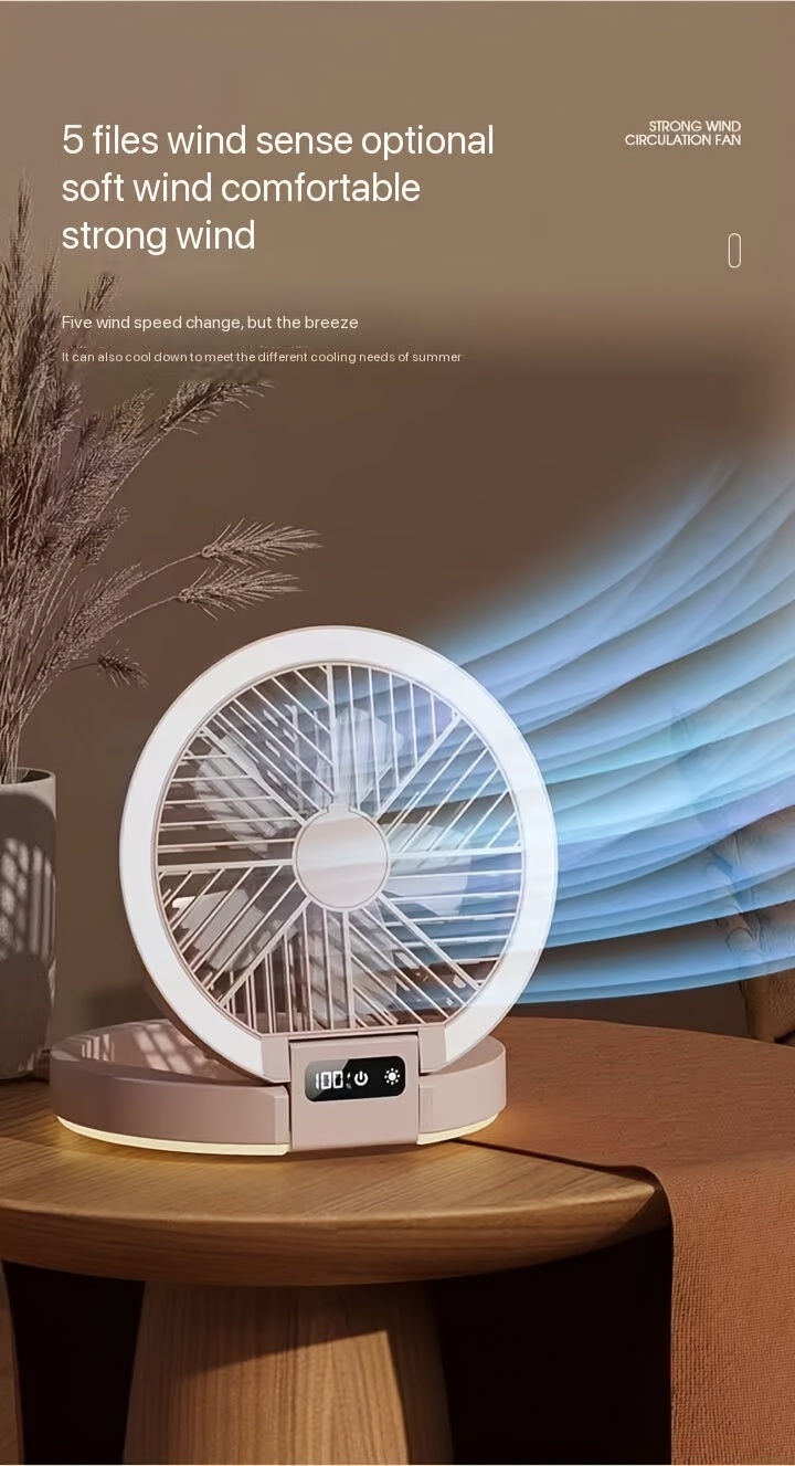 portable usb rechargeable table fan 1200mah lithium battery indoor outdoor use button control abs material built in battery for   use details 7