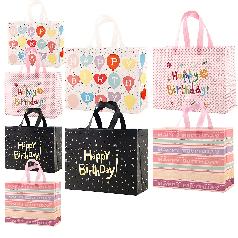 TEMU Gift For Her/him 4/8pcs Birthday Gift Bags 4/8pcs Birthday Gift Bags With Handles - Reusable Fabric For Weddings, Parties And Birthdays - Women
