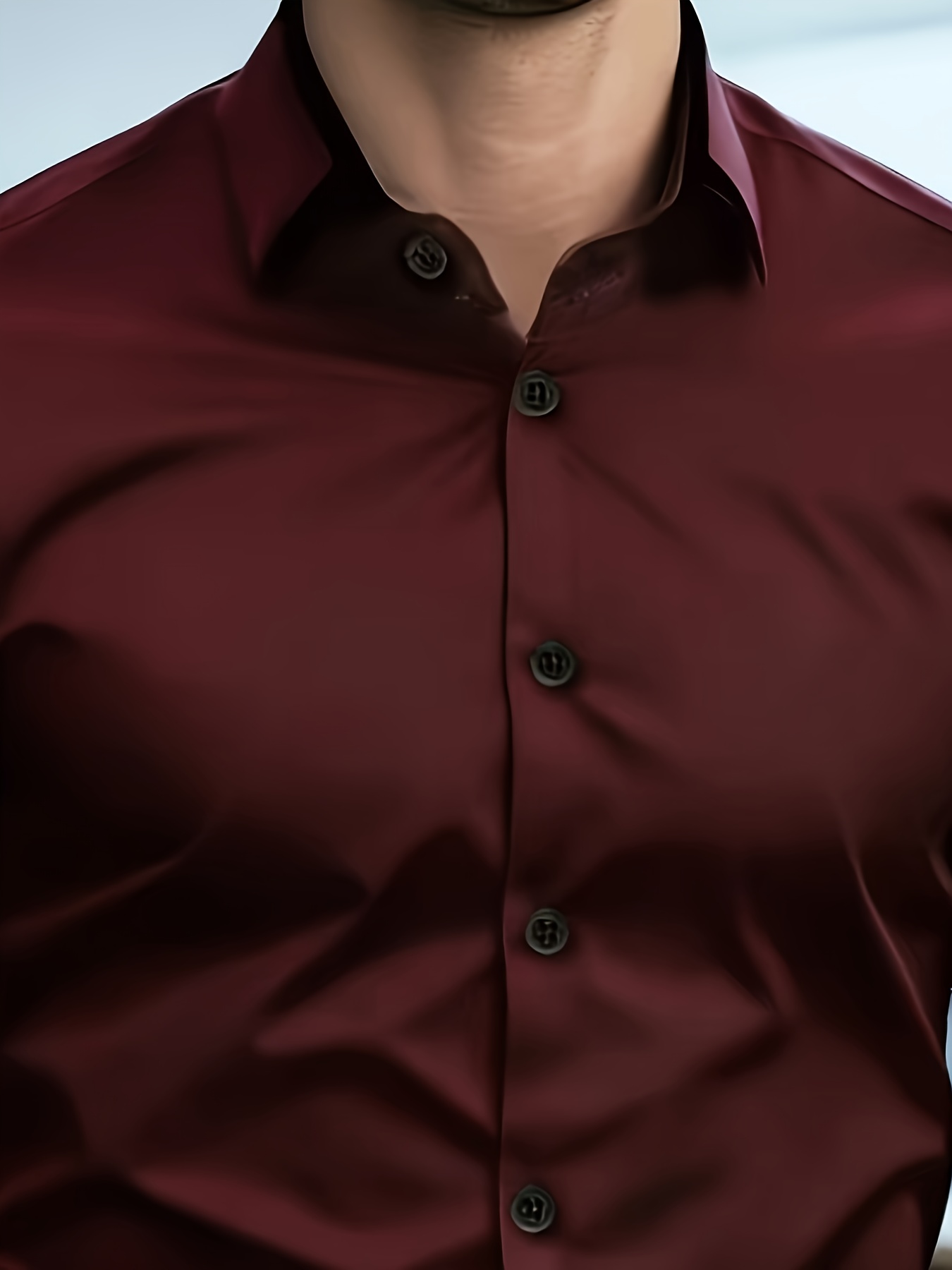 Camisa de Manga Larga para Hombre, Estilo Casual Minimalista y Sólido - Imagen 3