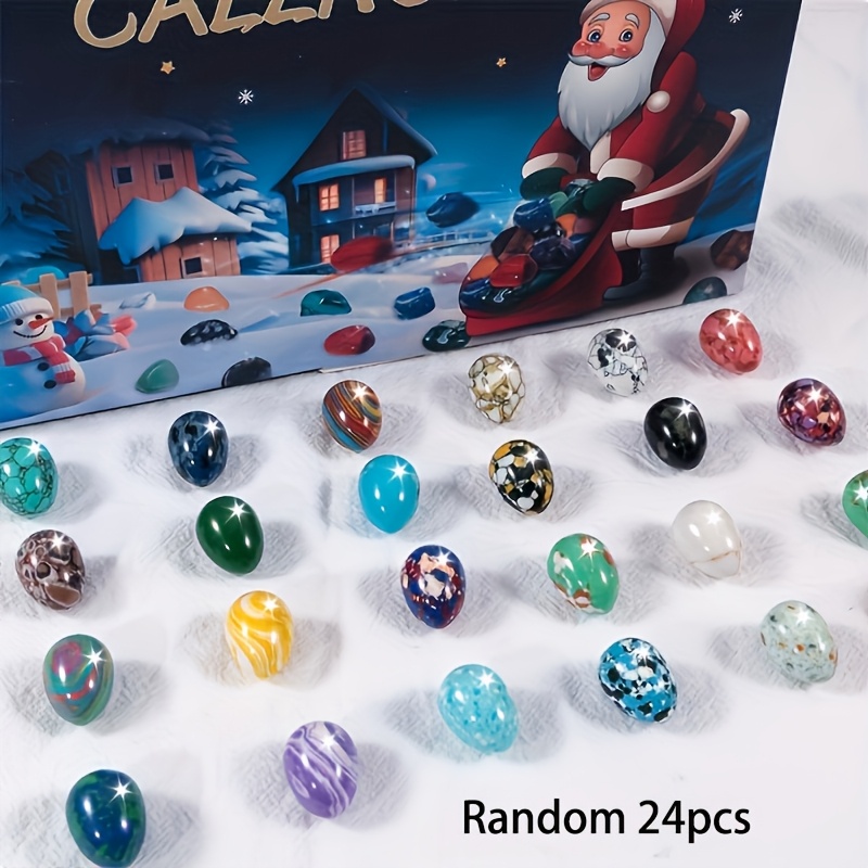 TEMU 24pcs Natural -shaped Turquoise Christmas Advent Calendar Gift Box, Xmas Countdown Crystal Gift For Meditation Home Decor, Random Color