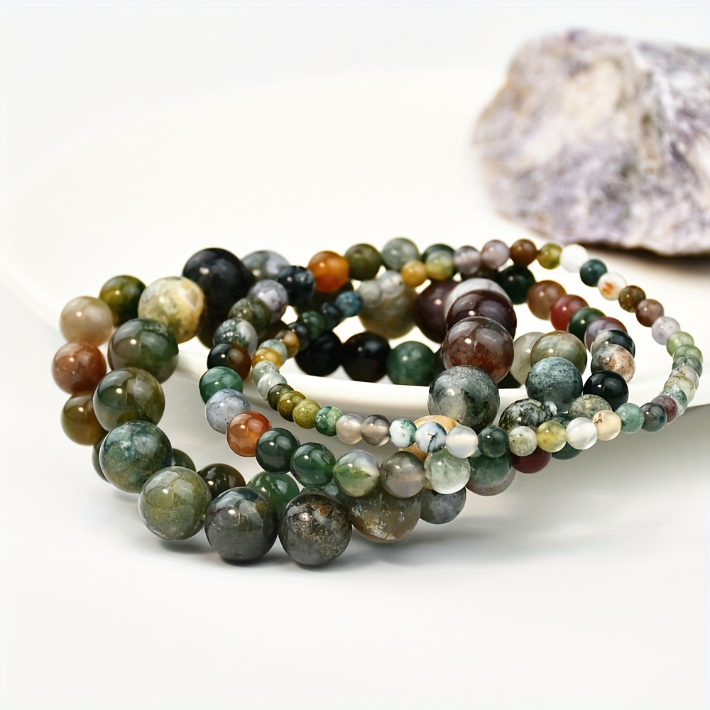 4pcs Natural Agate Beaded Bracelets Classic Casual Women