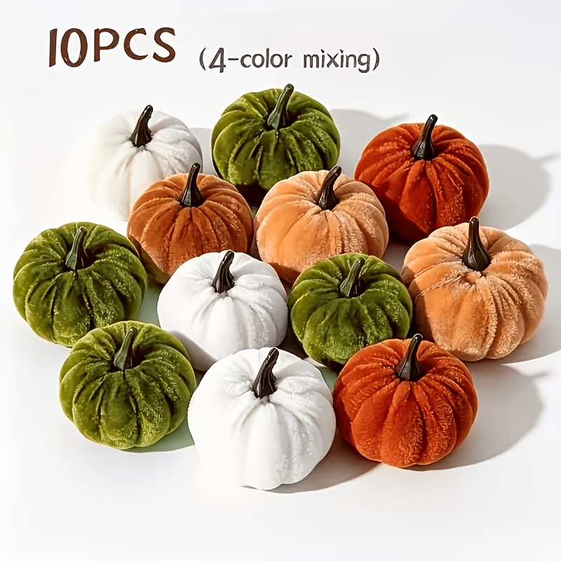 TEMU 10 Multi-colored Artificial Pumpkins • Velvet-look Artificial Pumpkins • Small Pumpkins • Suitable For Autumn Decor • Halloween/thanksgiving •