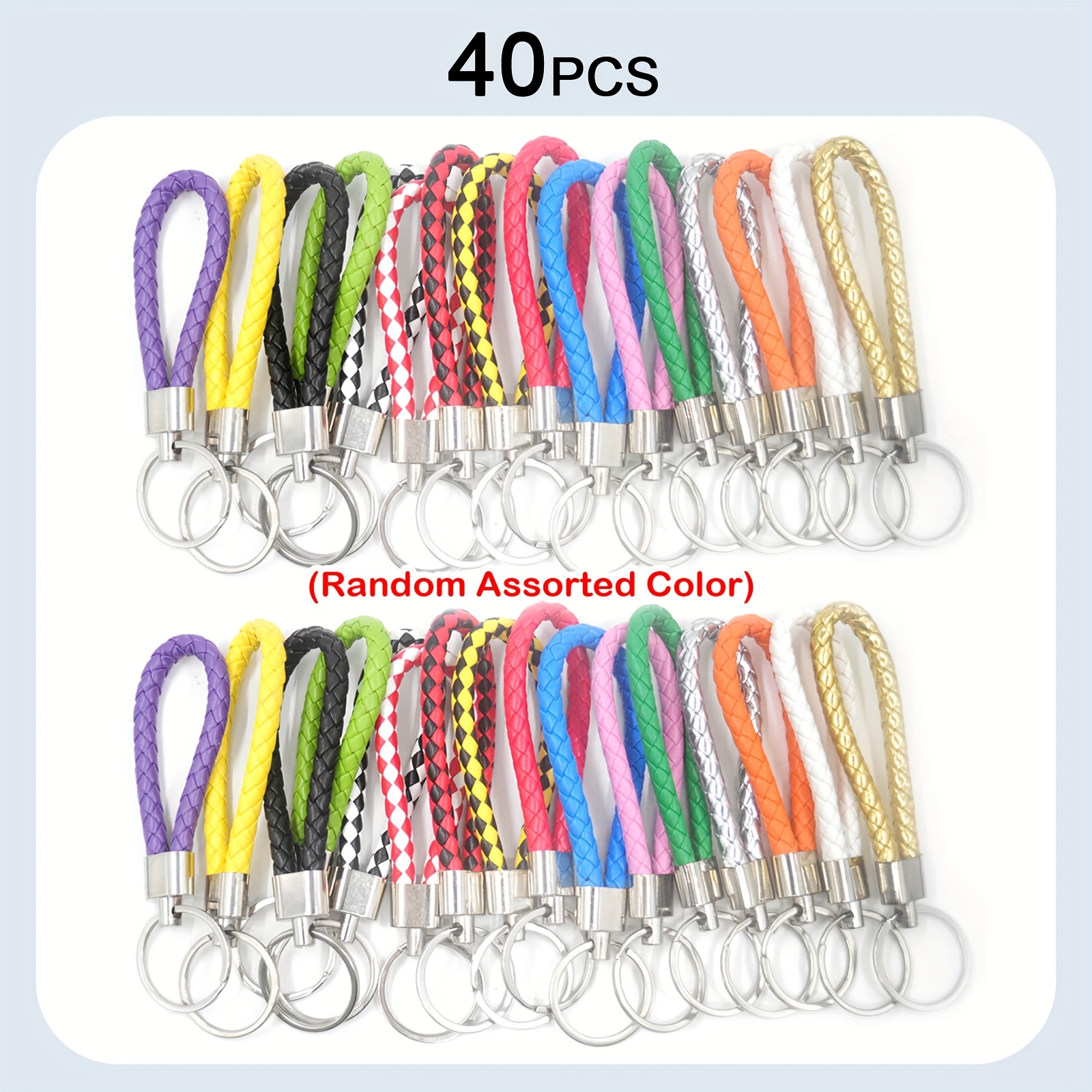 Image of 40pcs Pu Leather Keychains And Swivel Lobster Clasp Hooks Kits, For Car Key Holder Pendant, Handbag Ornaments, Gifts Acessories, Random Assorted Colors