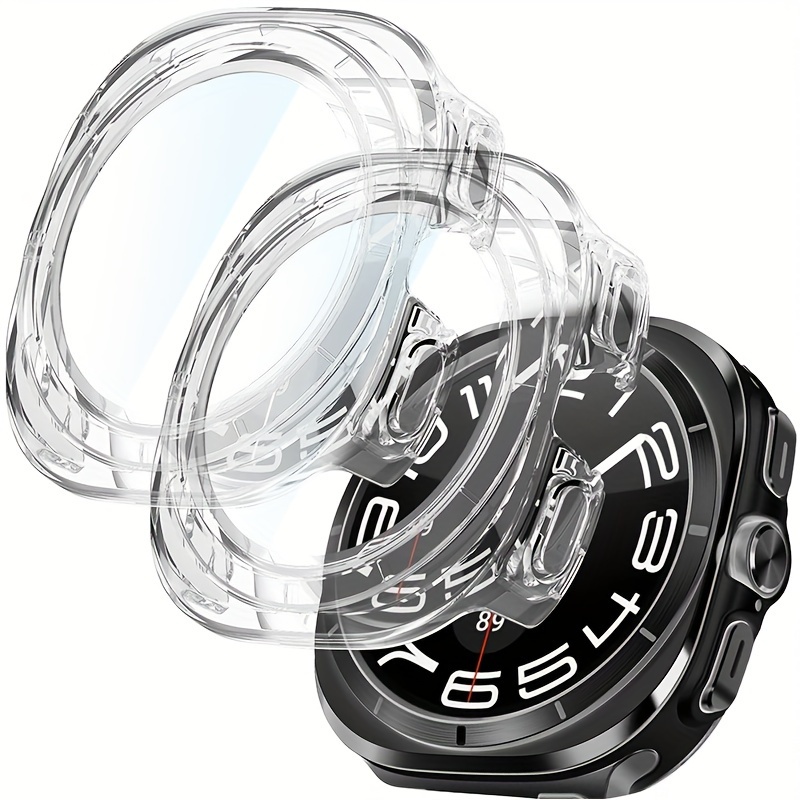 Image of [2 Pack] Rigid Case For Galaxy Watch Ultra 2024, Featuring Ultra Clear Tempered Glass Screen Protector And Slim Full Coverage