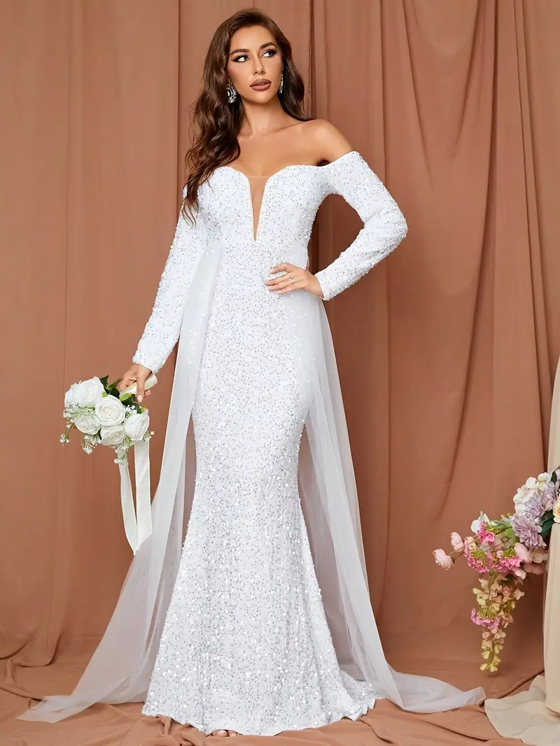 sparkle elegant mermaid wedding dress Trumpet Skirt Wedding Dresses