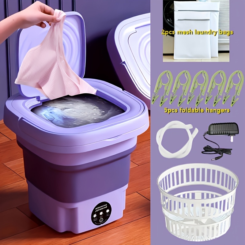 TEMU Portable Folding Washing Machine Suitable For Home & Travel, Compact Car & Laundry Washer With Separate Wash Cycle For , Socks & Underwear, 2.64