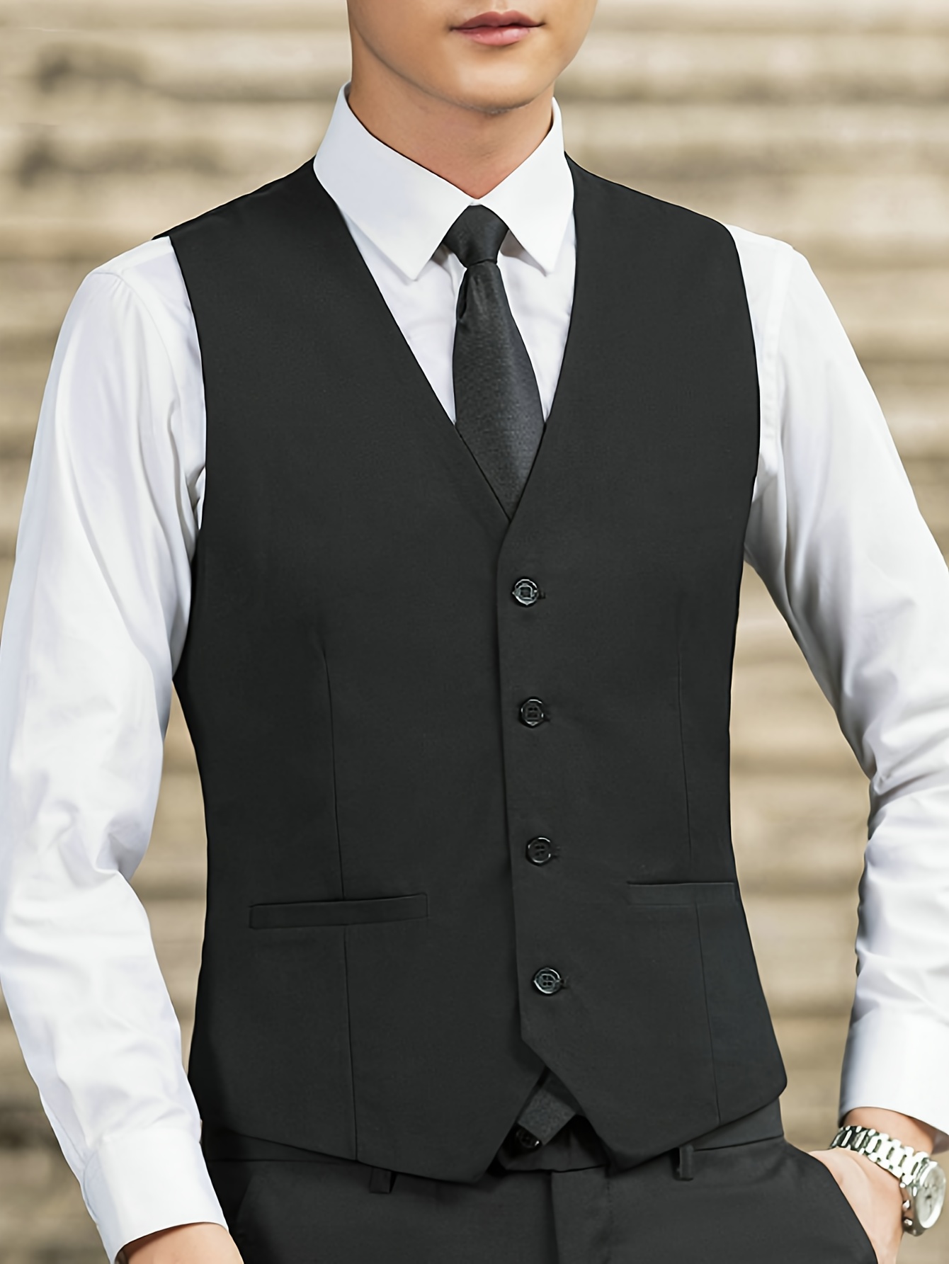 Chaleco Trajes Para 15 Hombres Chaleco De Traje Ajustado Para Hombre Con  Botones Estilo Casual Para Y Otoño, image size:800x1066