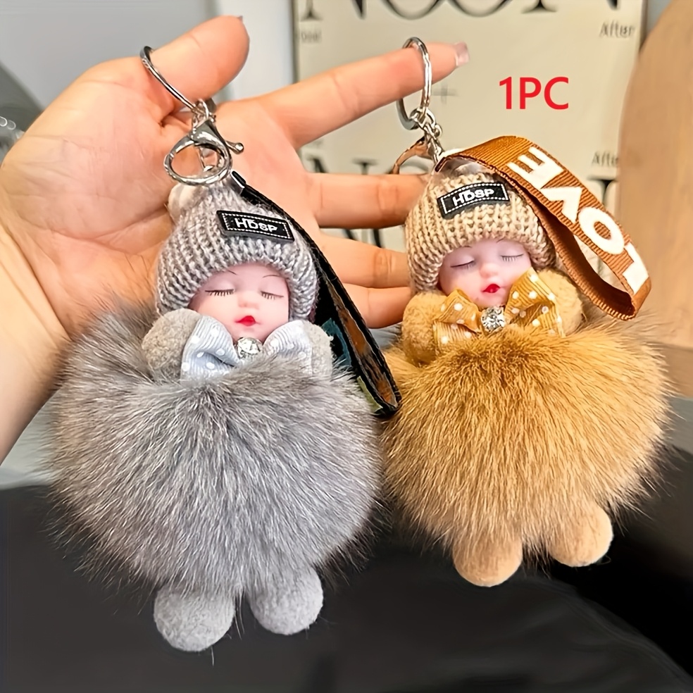 Key Chain for Women Cute 1pc of Cute Keychain Bag Pendant Car Key Chain Real Animal Hair Production  Soft And Shiny Suitable for Christmas Gifts, Valentine'S Day Gifts