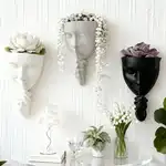 1个静默手势人脸壁挂花盆,3D人脸静音壁挂花盆,现代艺术装饰,适用于多肉植物(黑/白/米色),园艺礼品,家居装饰