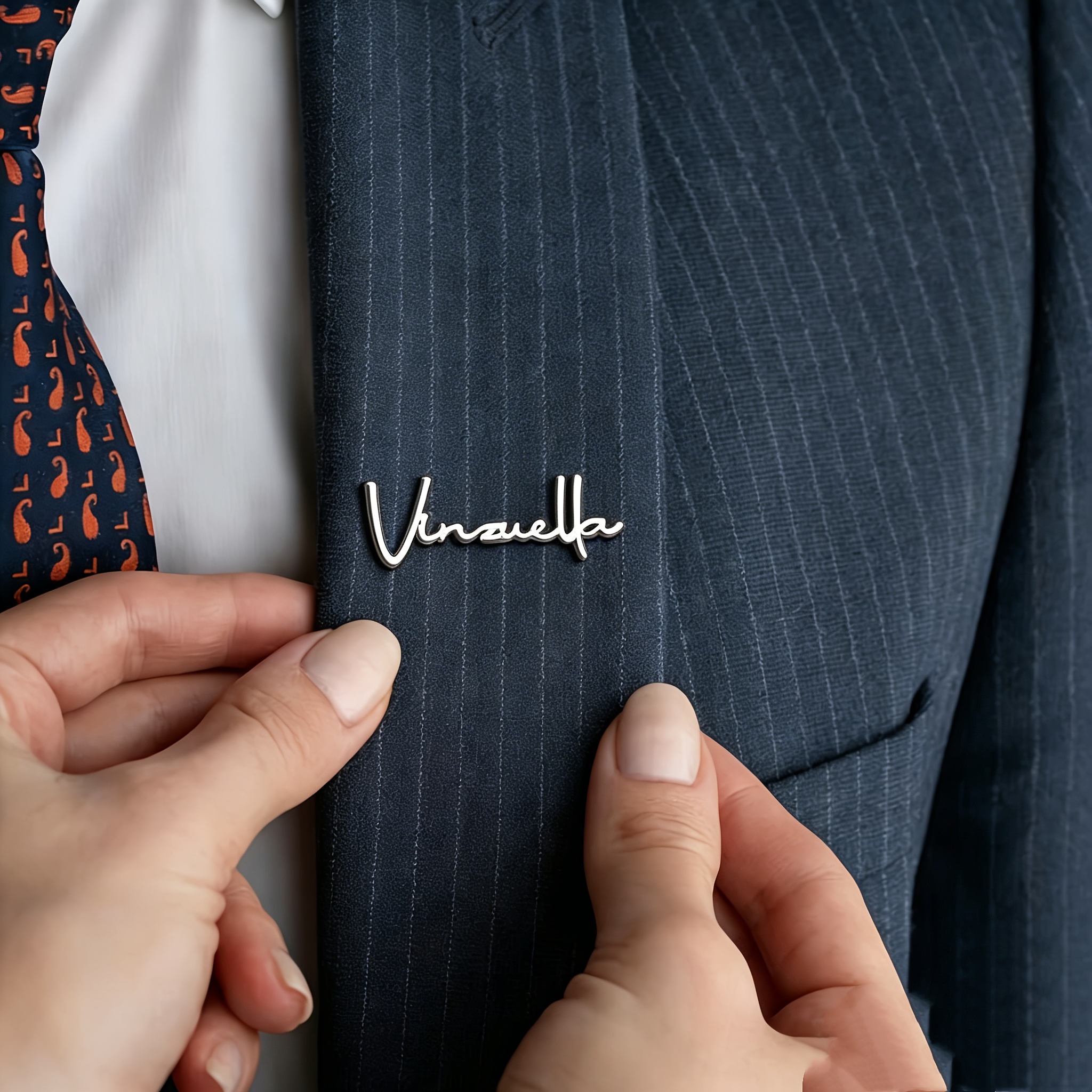 TEMU Broche de acero inoxidable con personalizado | Alfiler de solapa personalizada para trajes, blazers y como regalo de San Valentín/ | Alfiler de