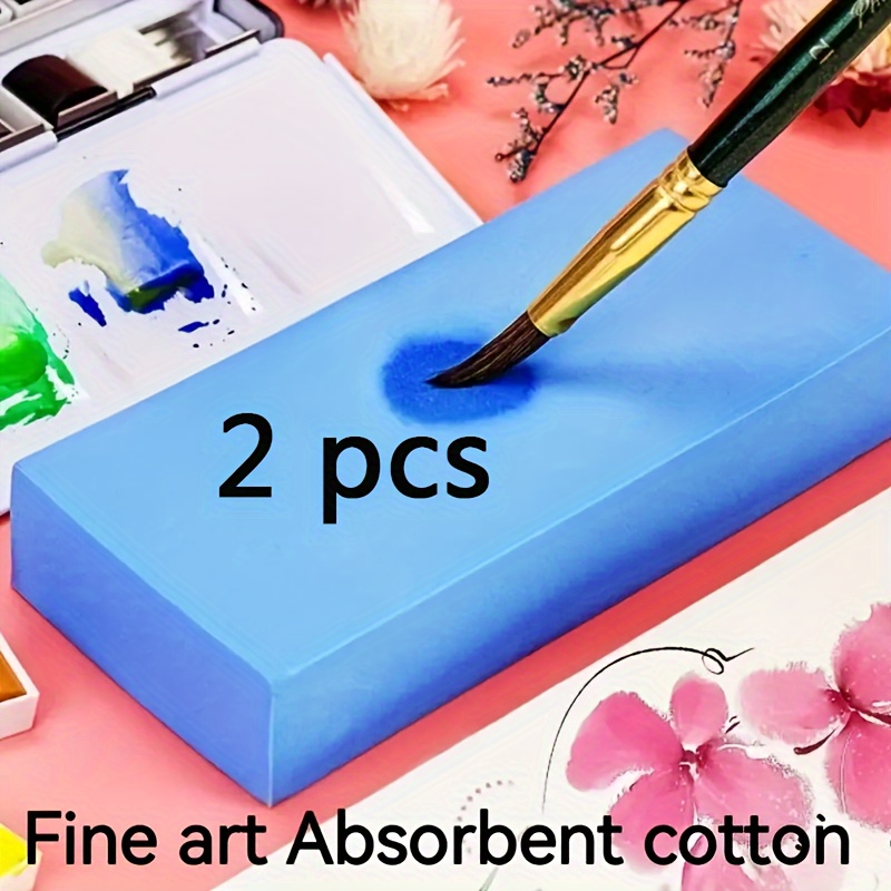 

2pcs Fine Art Absorbent Sponges - Eva Material, Strong Water For Watercolor & Gouache, Ideal For Painting & Crafting