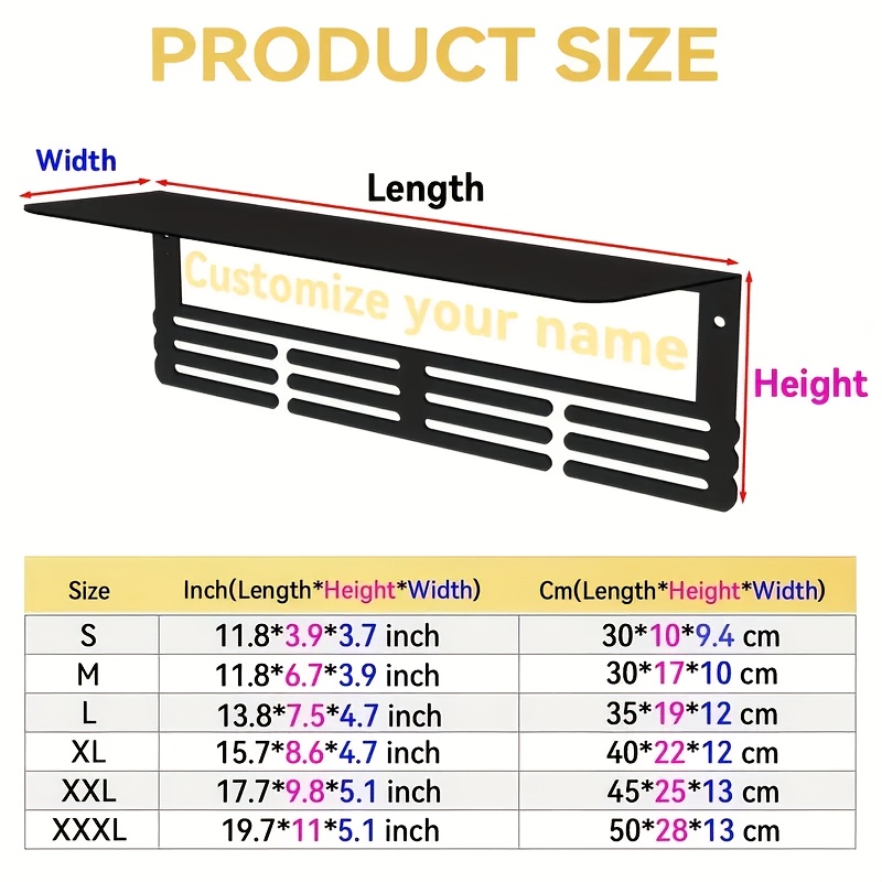 TEMU Custom Medal Display Rack - Personalized Name And Trophy Holder, Heavy-duty Iron Structure, Suitable For Home, Office, Gym - For Sports