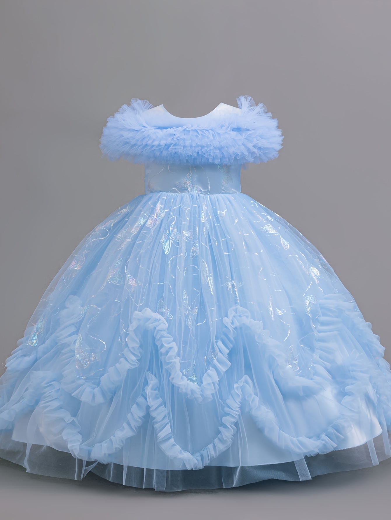 Vestido de Princesa para Meninas com Saia Estampada com Borboletas 5