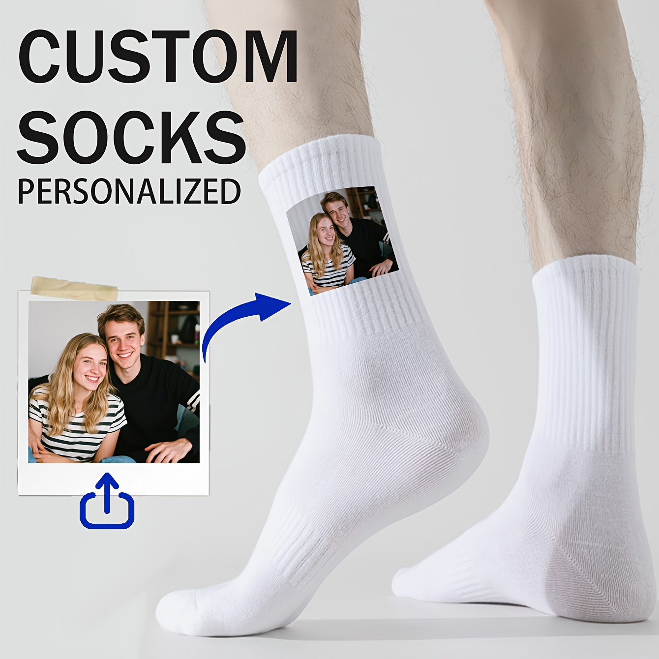 E-shop 1 Paar personalisierte Fotosocken – Individuelle Partner-Matchingssockens mit eigenem Bild, romantisches Geschenk für Jubiläumsgrußtag