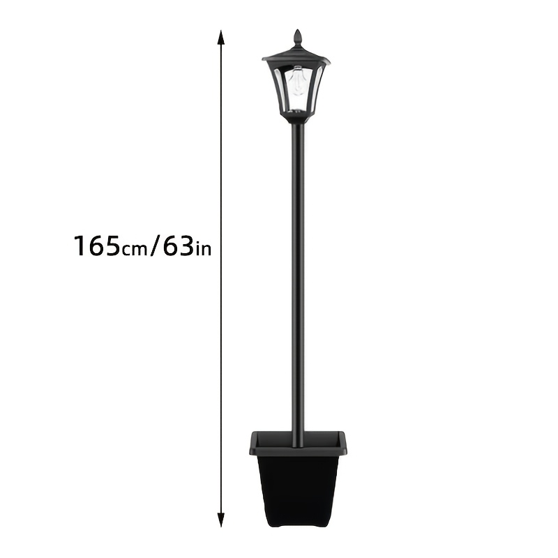 TEMU 1pc63" Solar-powered Outdoor Decorative Lights With Flower Pots, Ip65 Waterproof, Suitable For Real And Artificial Flowers, Ideal For Decorating