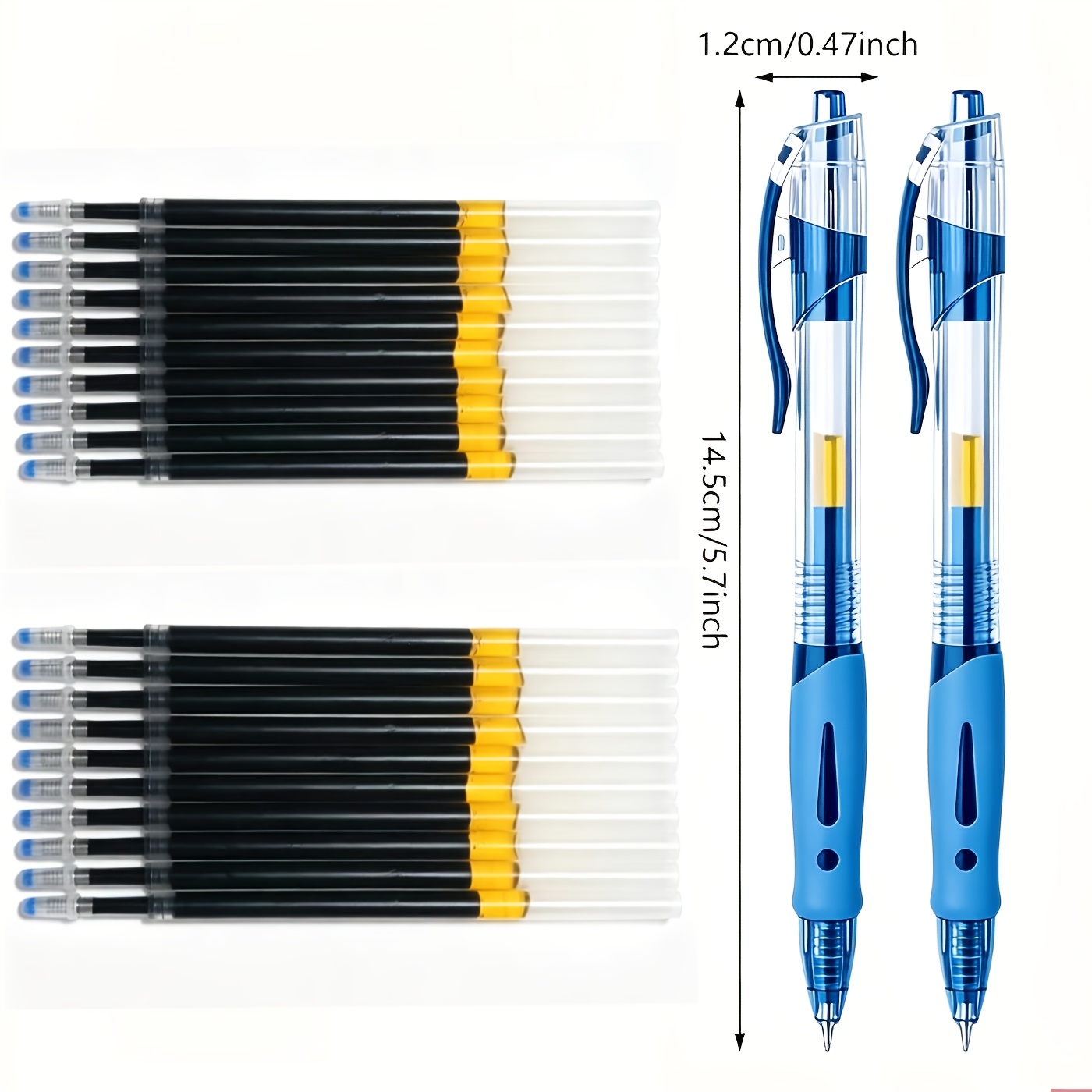 TEMU 22pcs Large Capacity Set, 0.5mm Fine Tip, Blue Ink, Ballpoint Pens, Comfortable Grip And Quick Drying, Smooth Writing, Ideal For Note-taking And