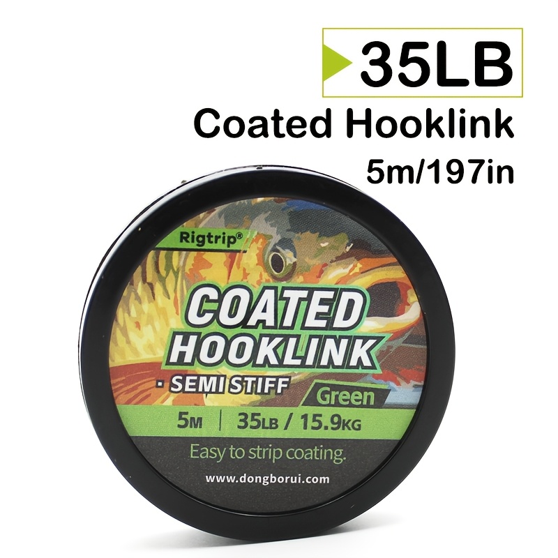 Image of 1pc Of Braided Fishing Line For Carp, Featuring An 8-strand Coated Hooklink, Suitable For Hair Rigs, Chod Rigs, And Helicopter Rigs, In Lengths Of 5 Meters And Strengths Of 15, 25, Or 35