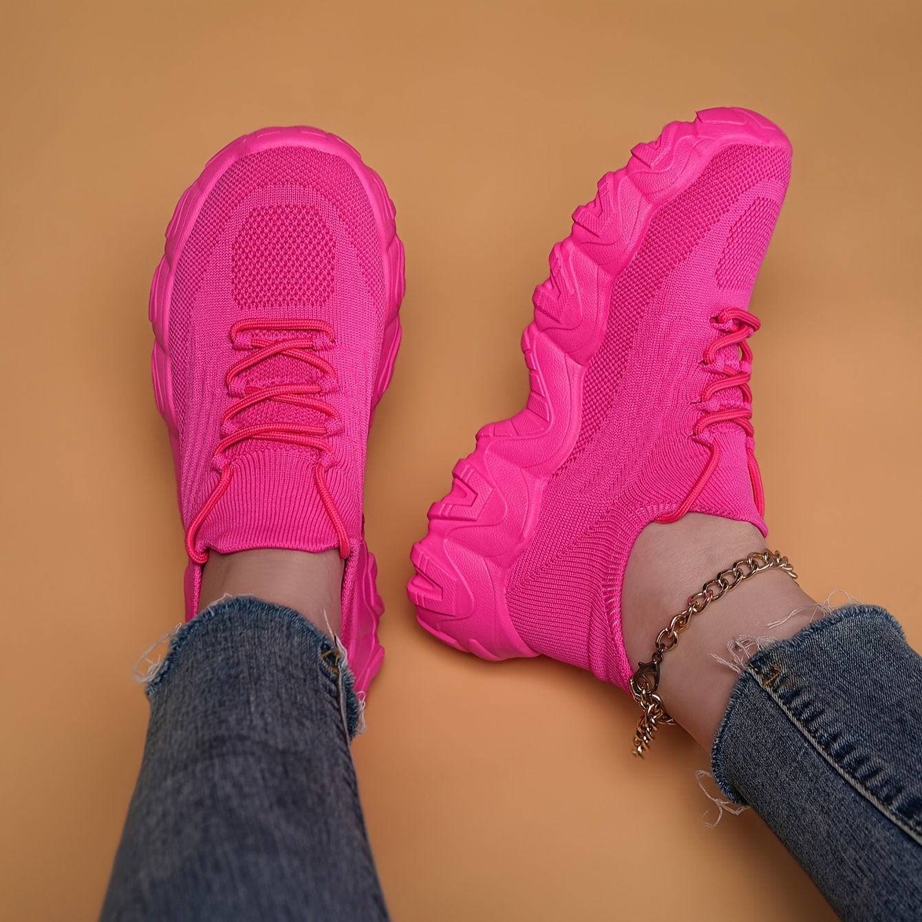 

Women's Breathable Knit Sneakers - Lightweight & Comfortable Low-top Running Shoes With Non-slip Eva Sole For Casual Wear