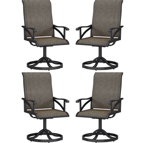 2pcs outdoor metal frame breathable high backrest fabric brown armrests included patio garden or backyard relaxation patio furniture woven texture design sturdy construction outdoor chair cushions