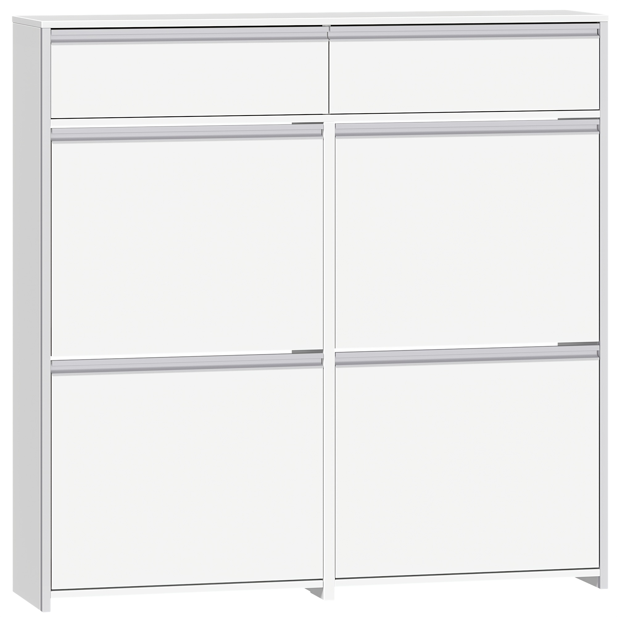 E-shop Schmaler Schuhschrank mit 4 Scharniertüren, Schuhschrank, Schuhregal mit Schublade, schmale Schuhkommode mit 8 Ablagen, verstellbar, für Flur,