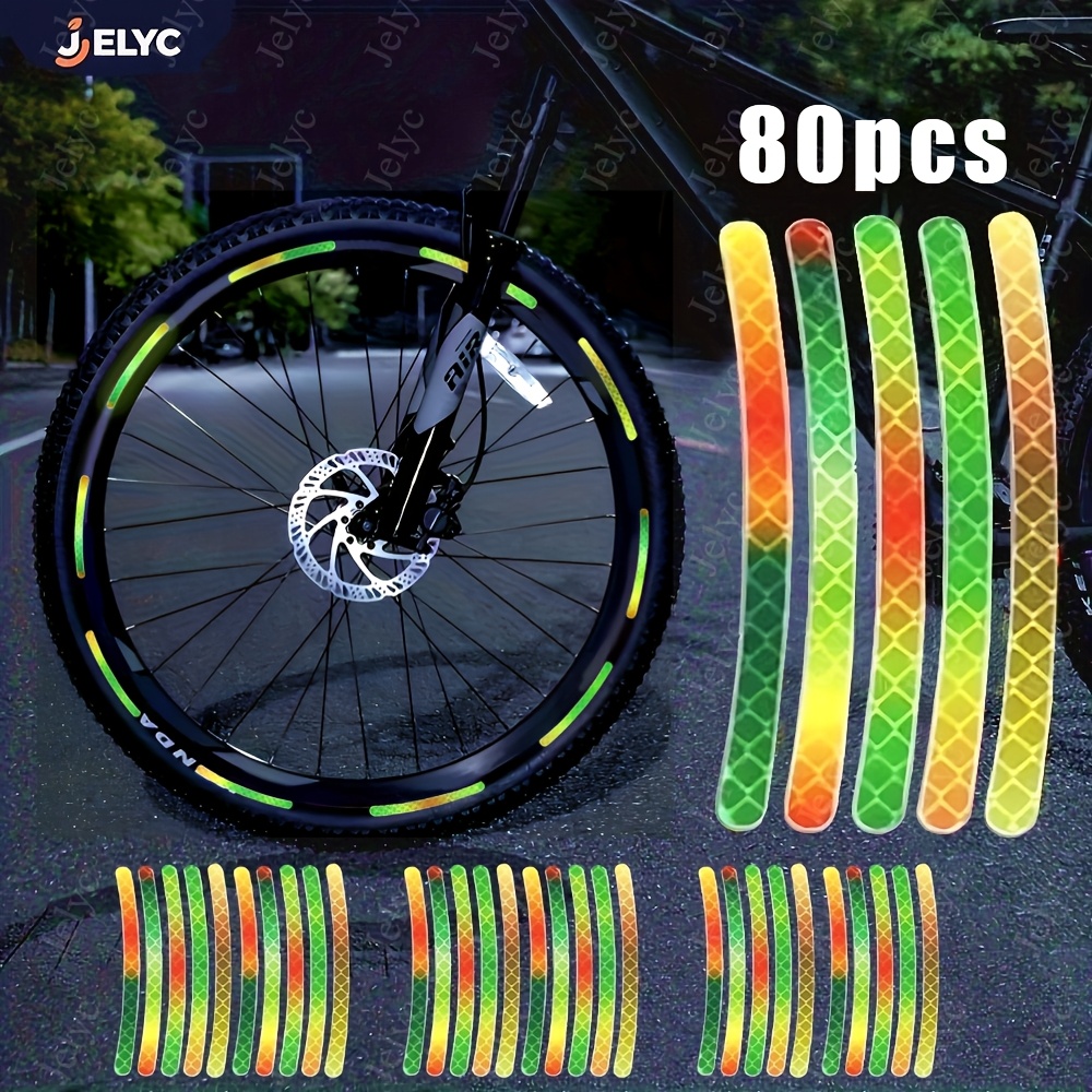 120pcs 80pcs 40pcs 10pcs per pack high visibility reflective bike and vehicle stickers multicolor gradient design enhances   contrast and safety reflective bike decals   visibility gear high visibility  