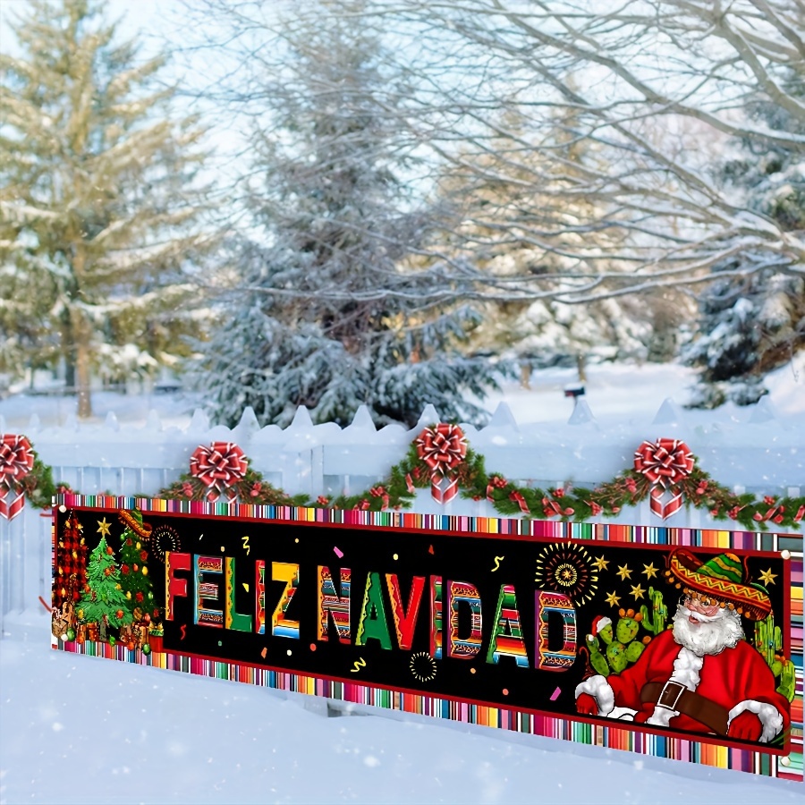 

1-pack Polyester Feliz Navidad Banner, Spanish Merry Christmas Yard Sign For Outdoor, Home & Garden Decor – Seasonal Festive Fence Banner For Holidays, Confirmations, Carnivals – No Electricity Needed