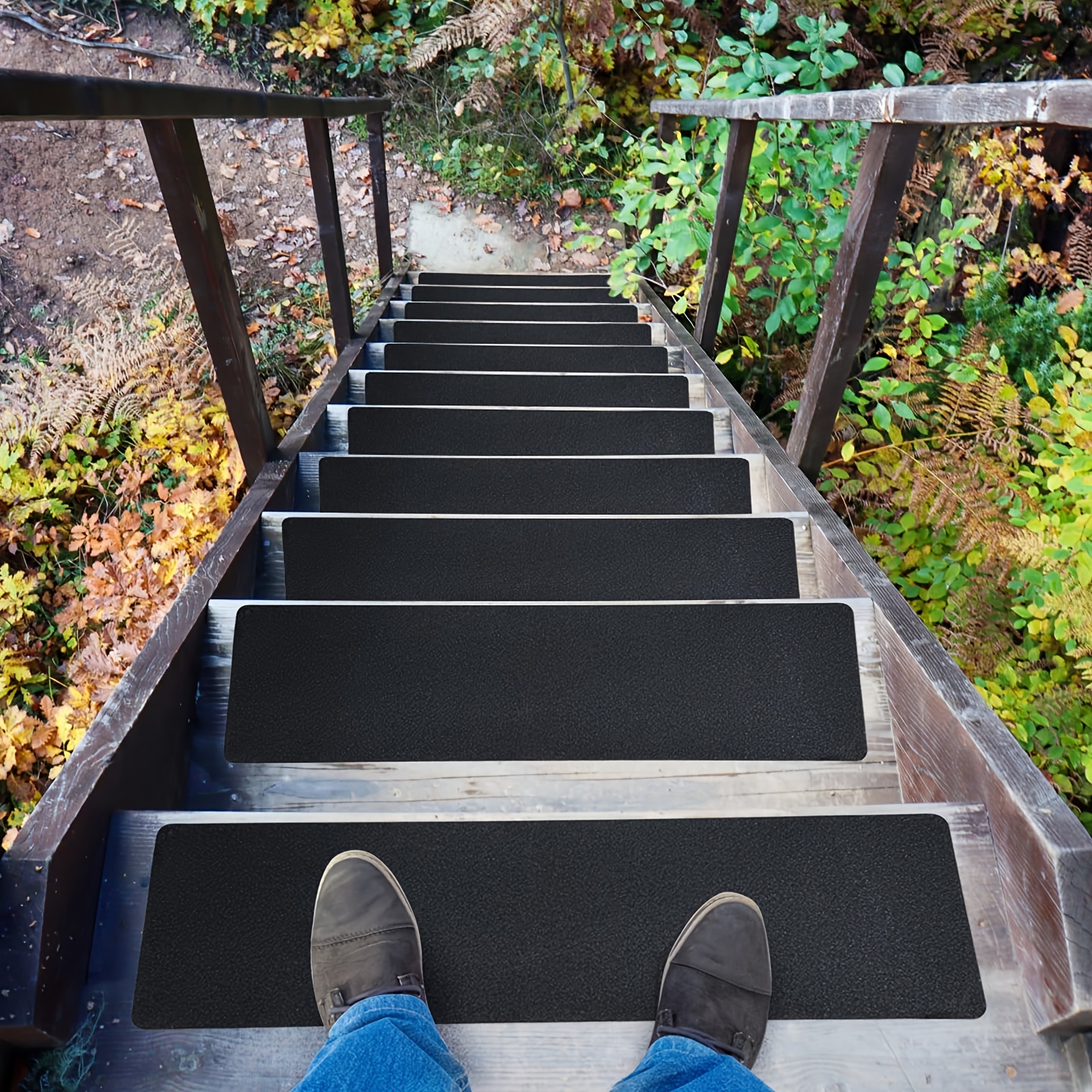 

6-pack Pre-cut Rubber Non-slip Stair Tape, Safety For Steps, Skateboards, Decks, And Ramps, Weather-resistant Anti-slip Traction Pads