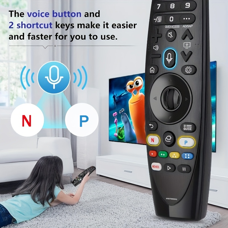 Control remoto de reemplazo Voice Magic para televisores inteligentes LG - AN-MR20GA, conexión inalámbrica, reconocimiento de voz, compatible con múltiples modelos LG, incluyendo series OLED, NanoCell y 4K UHD