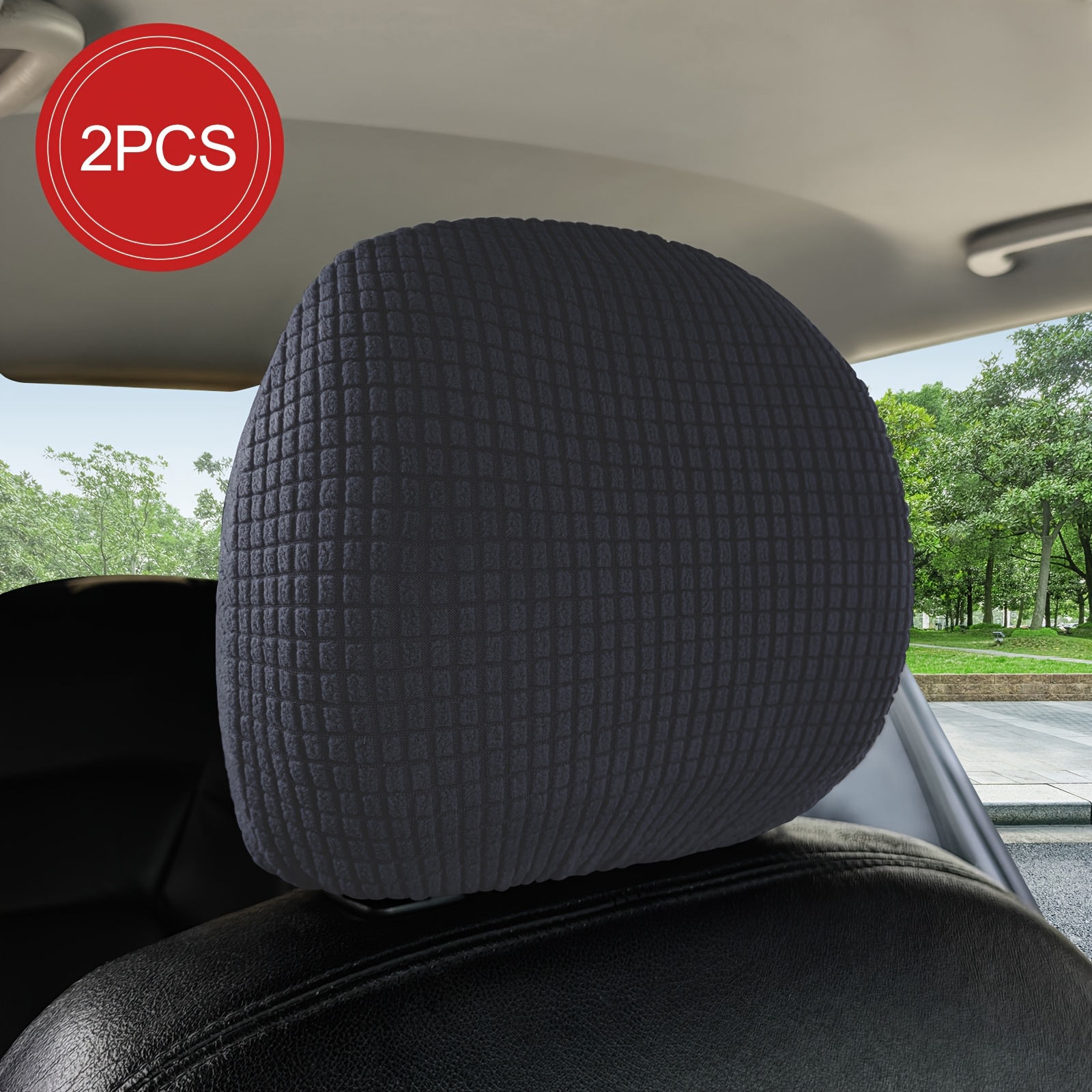 2pcs/3pcs Set Stretchable Headrest Covers For Car Seats, Washable, Removable, Breathable, Suitable For