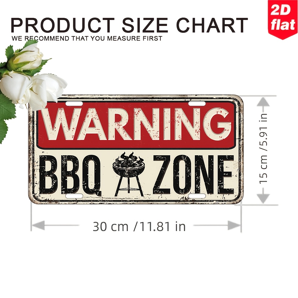 TEMU in metallo vintage "AVVISO ZONA BARBECUE" - 11,8x5,91 pollici, decorazione murale e per barbecue , o casa, alluminio resistente con design , per