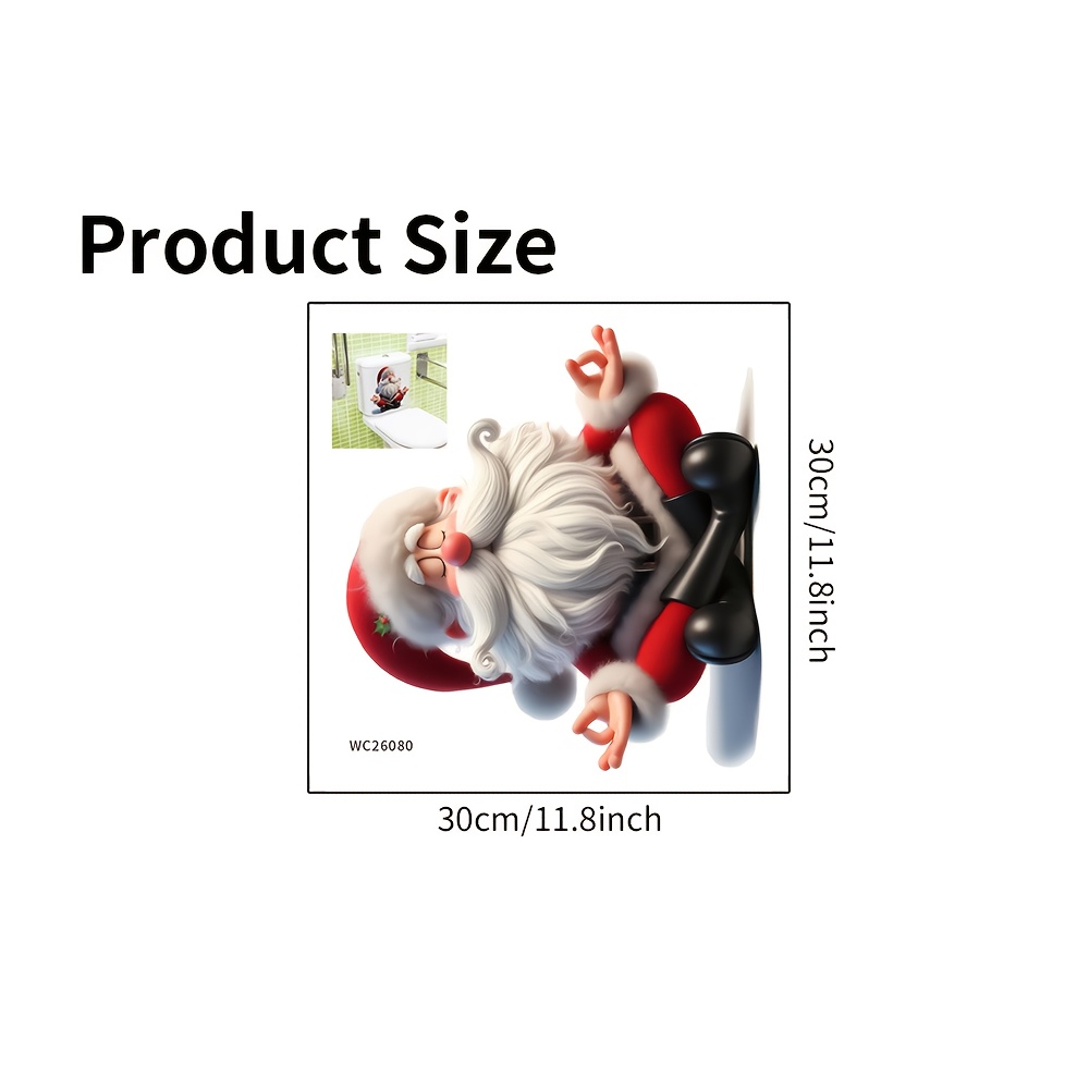 TEMU Un adhesivo autoadhesivo removible de PVC para de inodoro con un diseño original de Papá Noel para decoración navideña. Removible, para la