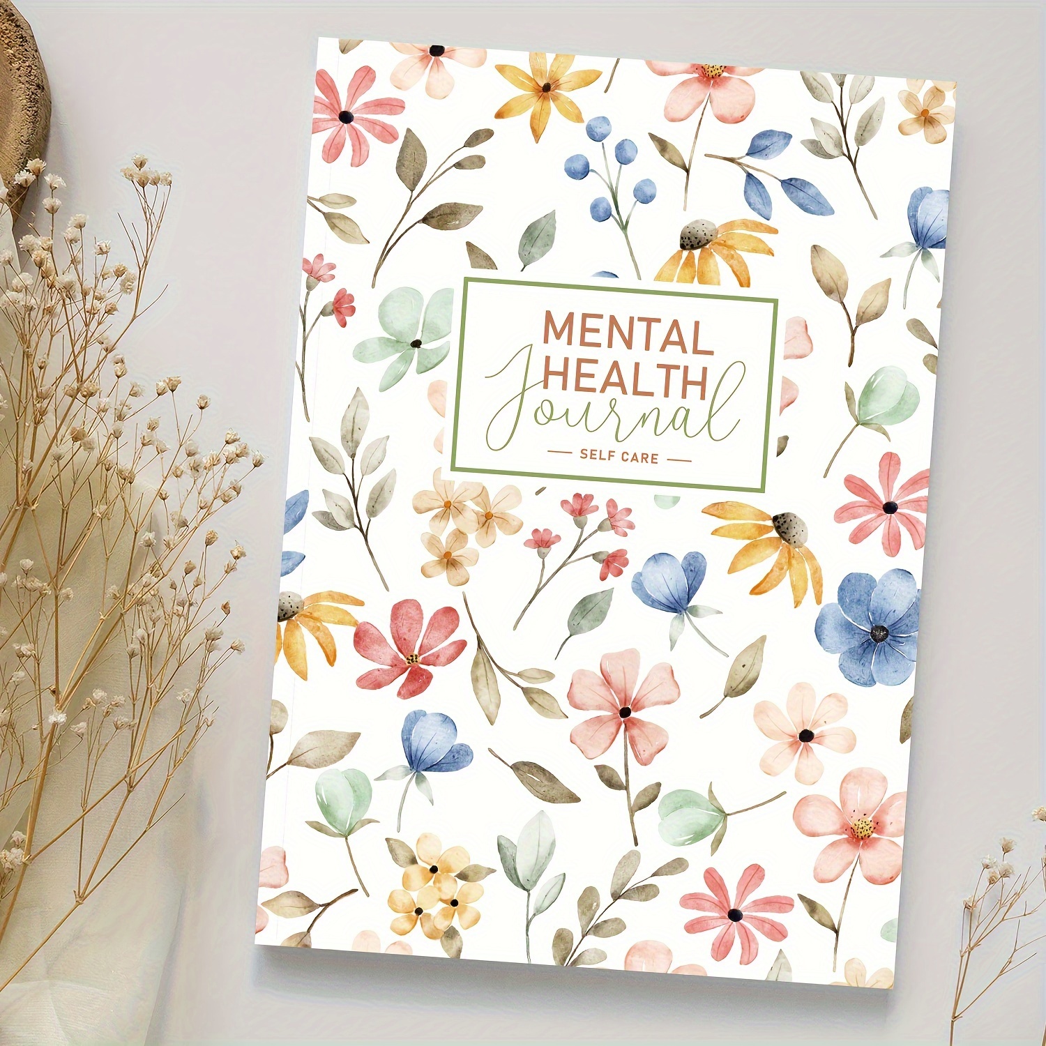 

80-day Daily Journal - A5 Floral Cover Guided Diary For Mental Wellness, Self-care & Emotional Organization - Mindful Growth, English Text