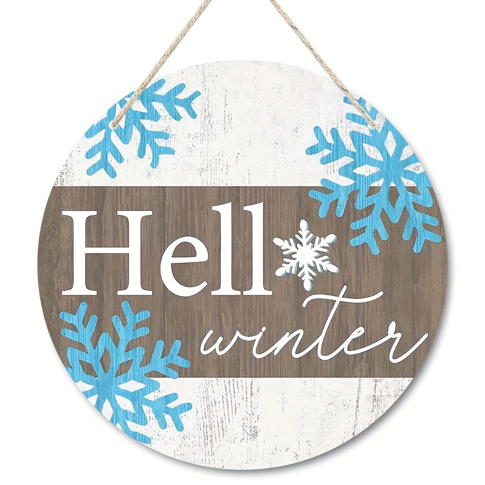 

Winter 2d Snowflake Beginner Welcome Door Sign Wooden Classic Hello Winter Seasonal Simple Welcome Door Sign, Best For Christmas