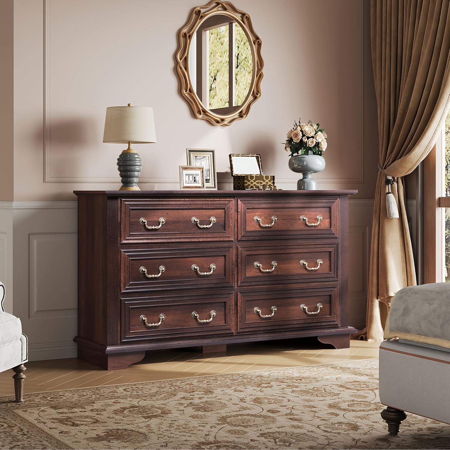 Classic Dark Brown 6-Drawer Chest | 6-Compartment Storage