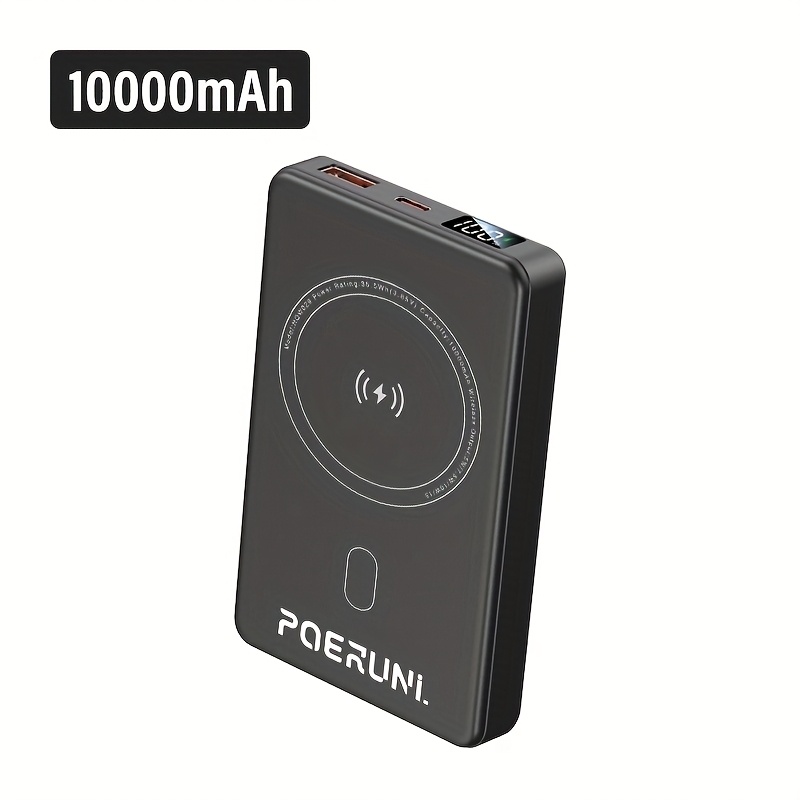 Image of 10000mah Large Capacity Magnetic Wireless Charging Bank, 22.5w Fast Charge, Display, Small And Portable, Portable, Multi-device Compatible, Essential For Travel