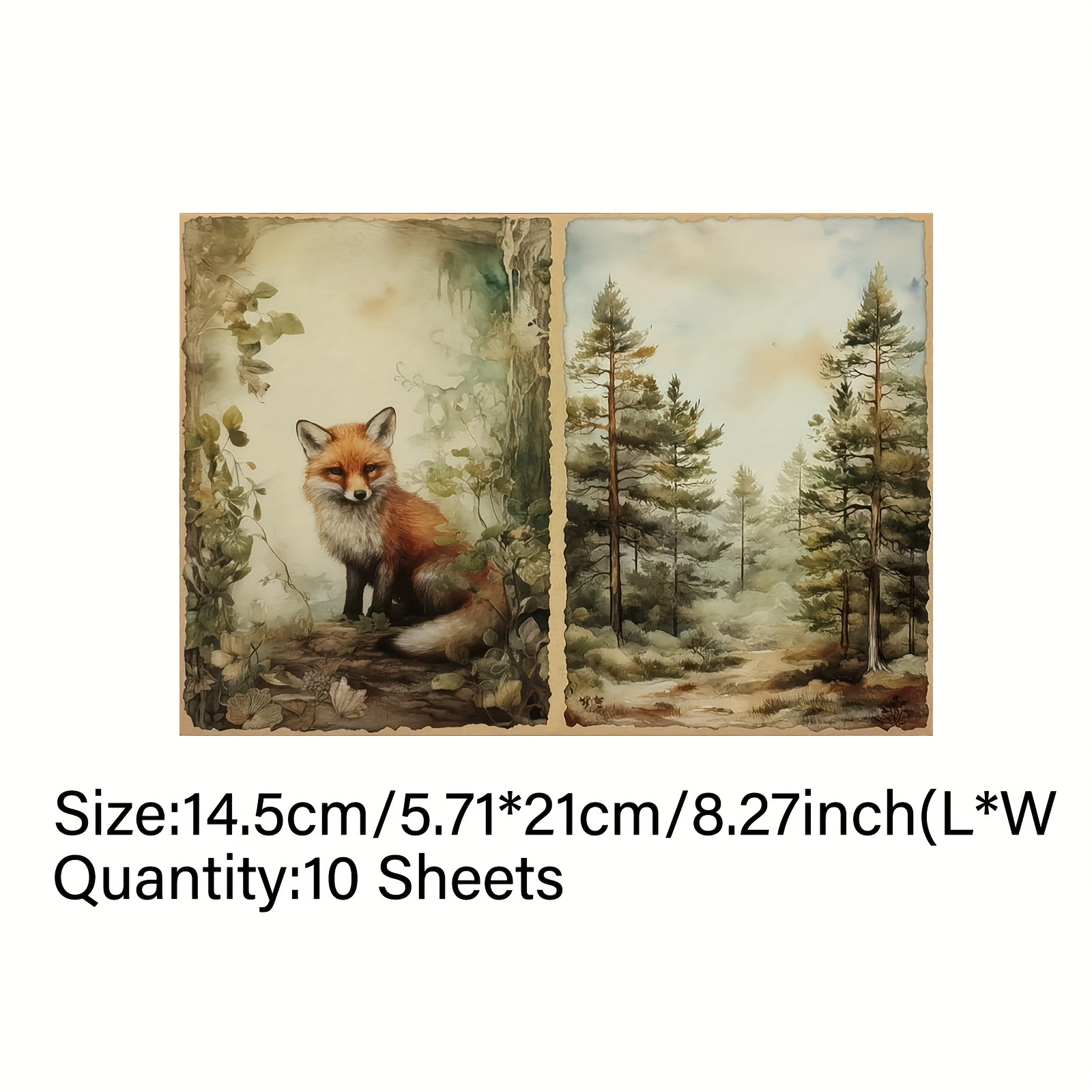 Image of Vigus 10-sheet Forest Animal Fairy Tale Description Junk Journal A5 Size Craft Paper