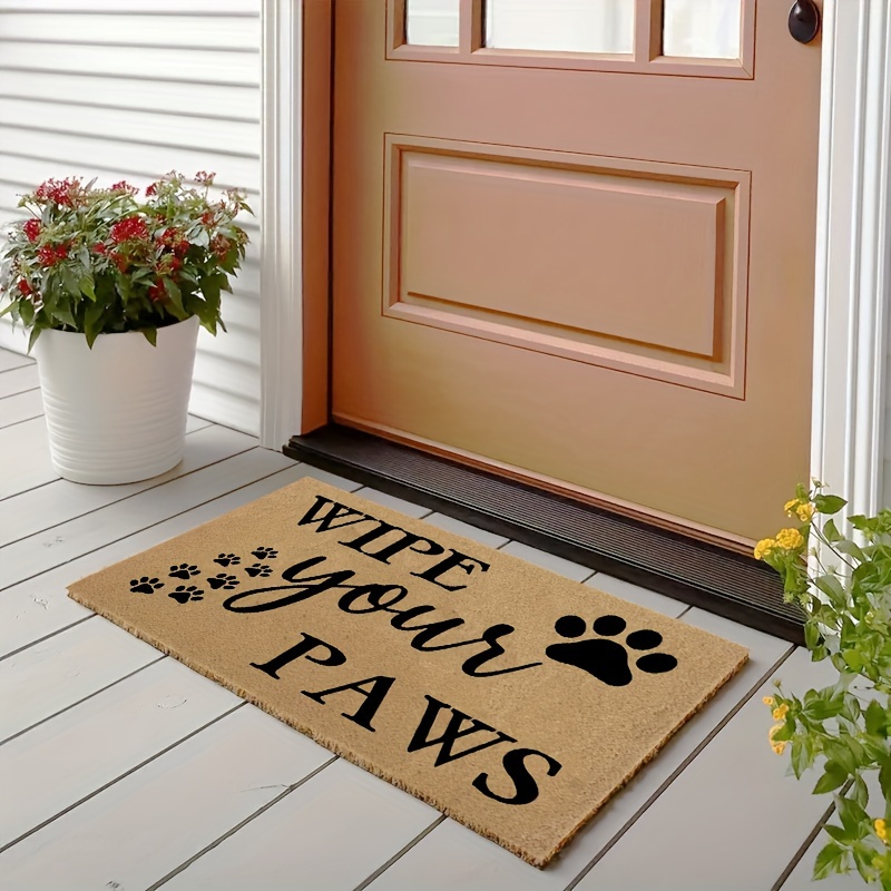 

1pc Brown Fiber Door Mat - 10mm , Wipe Your Paws Design, & Stain-resistant Outdoor Rug, Non-slip & Windproof, Decorative, Dirt-resistant