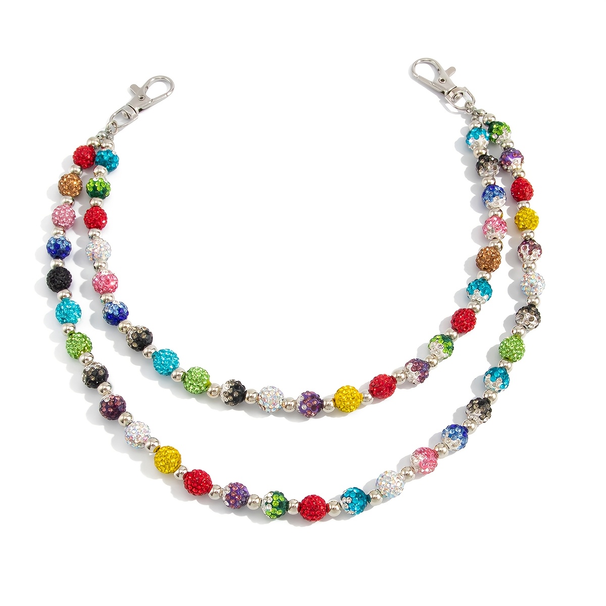 TEMU Retro Style Multicolor Trousers Chain, Double-layer Bead Design, Street/workwear Style Versatile Accessory, Trendy Small Gift For